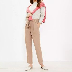 Loft‎ Tie Waist Straight Leg Tan Pants